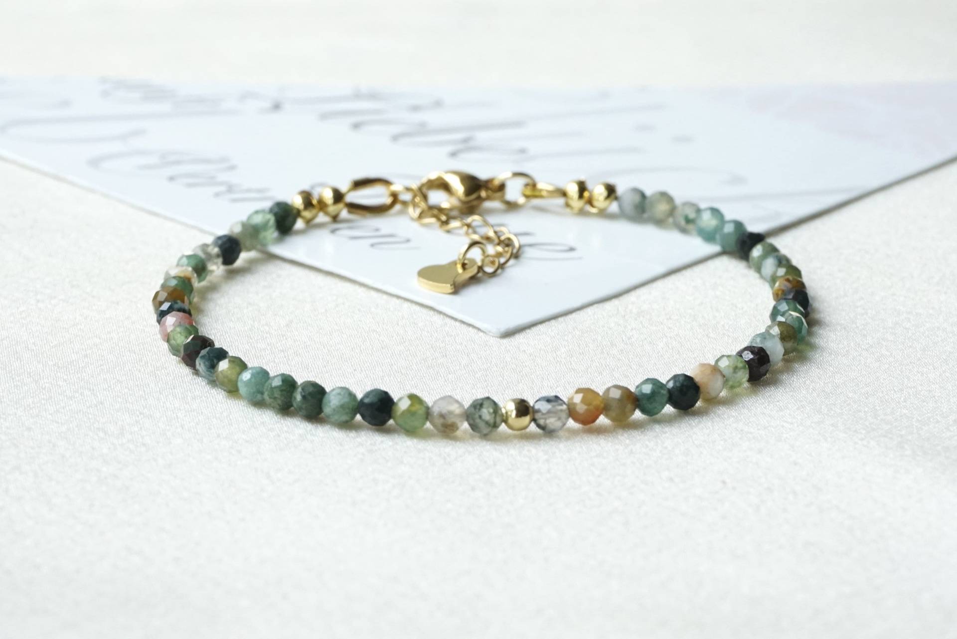 Moos Achat Armband Aus Echte Edelsteinperlen, Chakra Heilkristall, Niedliches Armkettchen Moos Achat Armband Aus Echte Edelsteinperlen, Chakra Heilkristall, Niedliches Armkettchen von HadisDesigns