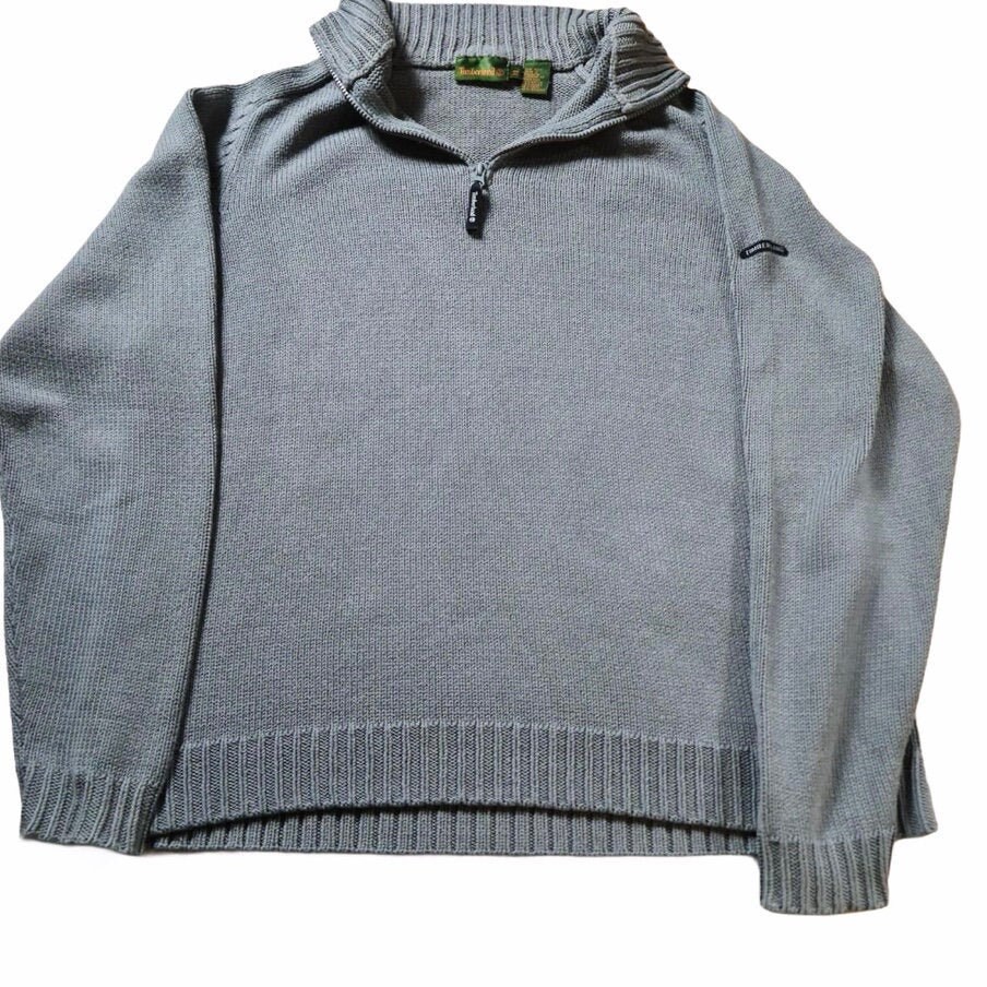 Timberland 1/4 Zip Grau Strick Sweatshirt Pullover von HadrianVintage