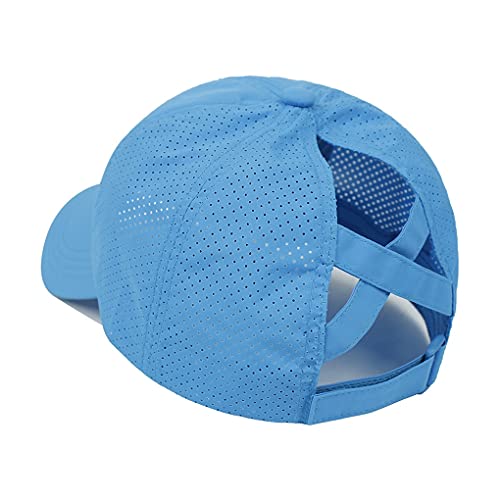 Hadwii Baseball Cap Damen Mesh Pferdeschwanz Baseball Hut Atmungsaktiv Sonnenhut Sonnenschutz Kappe Schnell trocknender Hut Einheitsgröße Kopfumfang 56-58cm,Blau von Hadwii