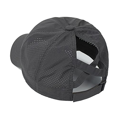 Hadwii Baseball Cap Damen Mesh Pferdeschwanz Baseball Hut Atmungsaktiv Sonnenhut Sonnenschutz Kappe Schnell trocknender Hut Einheitsgröße Kopfumfang 56-58cm,Dunkelgrau von Hadwii