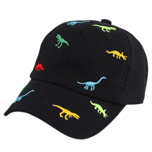 Kinder Baseball Cap für Jungen Mädchen Verstellbar Sport Baumwolle Kappe Herbst Mit Dinosaurier-Stickerei Schirmmütze Kinder UV Schutz Basecap 2-6 Jahren, Schwarz von Hadwii