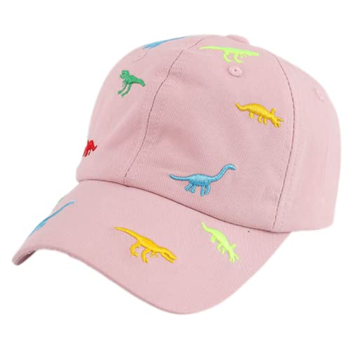 Kinder Baseball Cap für Jungen Mädchen Verstellbar Sport Baumwolle Kappe Herbst Mit Dinosaurier-Stickerei Schirmmütze Kinder UV Schutz Basecap 2-6 Jahren, Rosa von Hadwii