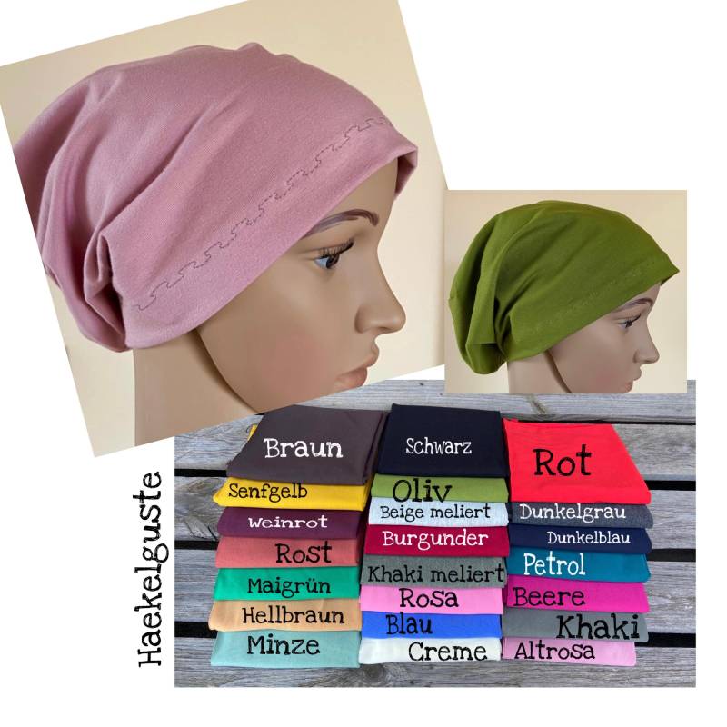 22 Farben - Damen Beanie Mütze Leichte Sommer Chemo Dünne Frau Longbeanie von Haekelguste