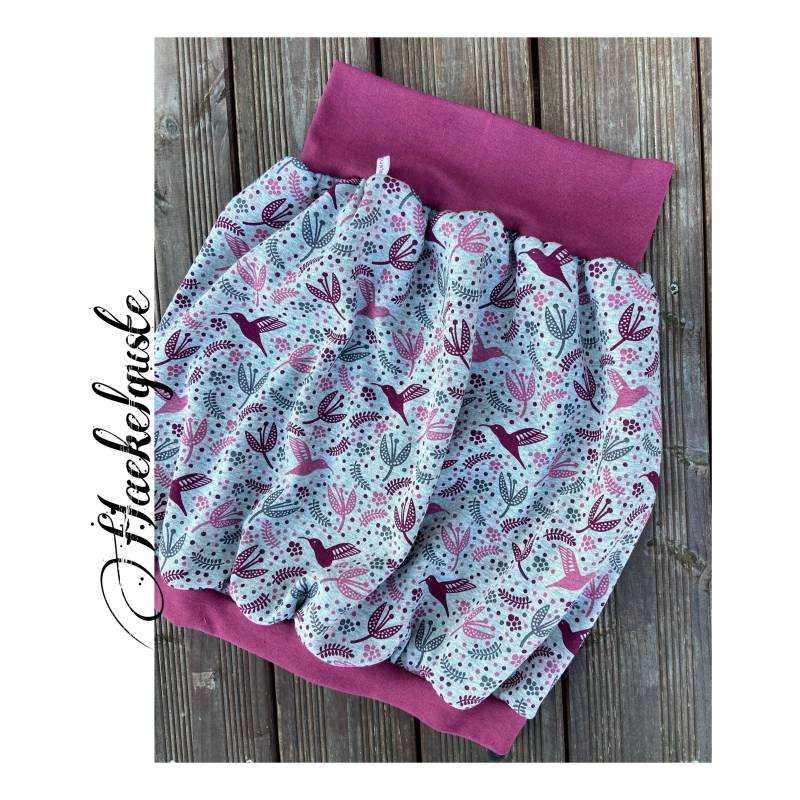 Alpenfleece Ballonrock Kolibri Beere Weinrot Grau Pumprock Damen Gräser Blüten Blumen Gefüttert Herbst Winter Rock von Haekelguste