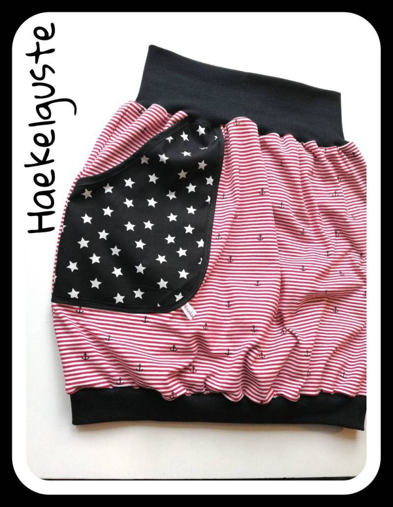 Anker " Gr. Xs - Xxl Wunschgröße Ballonrock Streifen Gestreift Rock Damen Frau Mit Taschen Haekelguste von Haekelguste