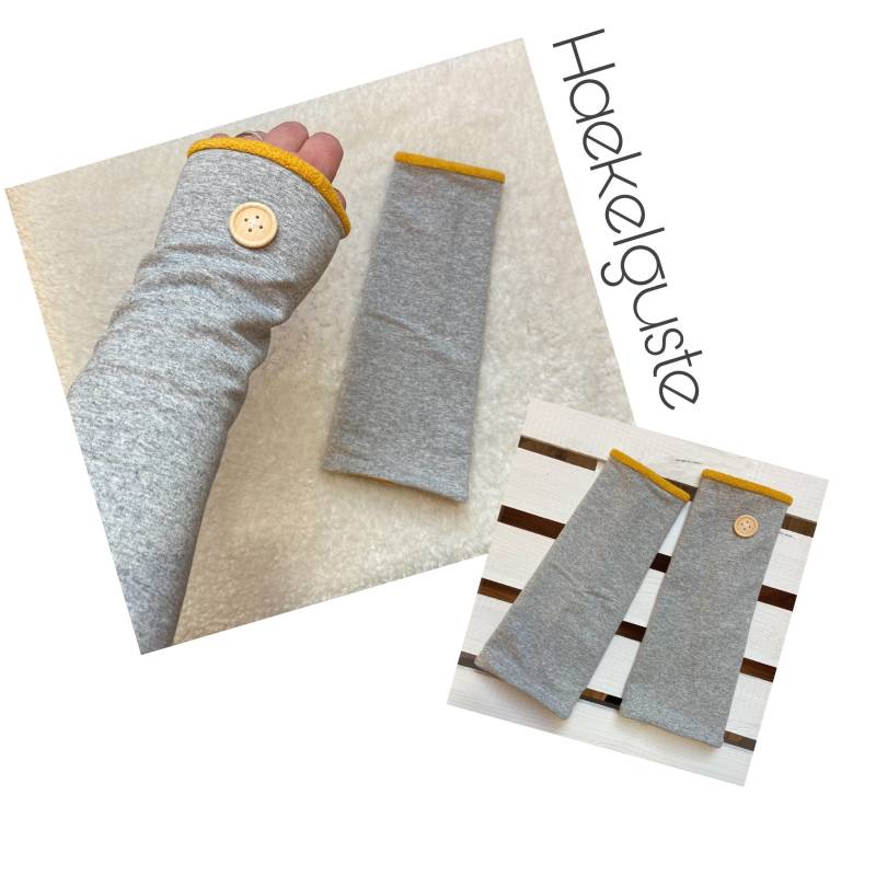 Armstulpen Fleece " Knöpfchen Graue Stulpen Gefüttert Damen , Geschenk Freundin von Haekelguste