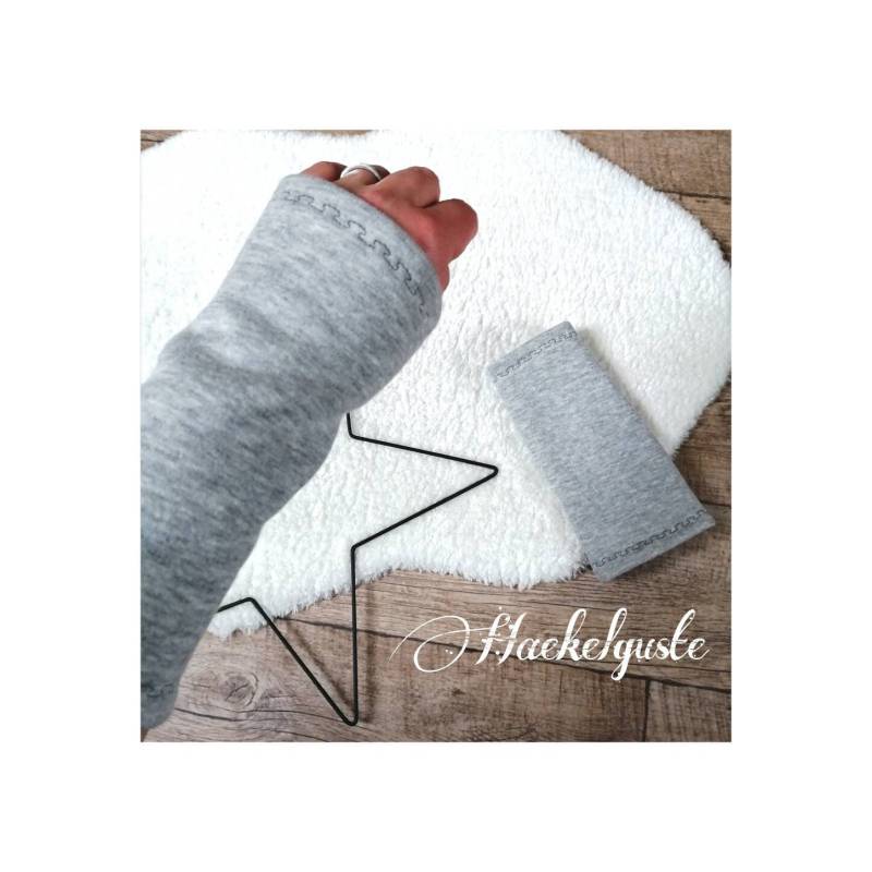 Armstulpen Sweat Damen Stulpen Pulswärmer Grau von Haekelguste