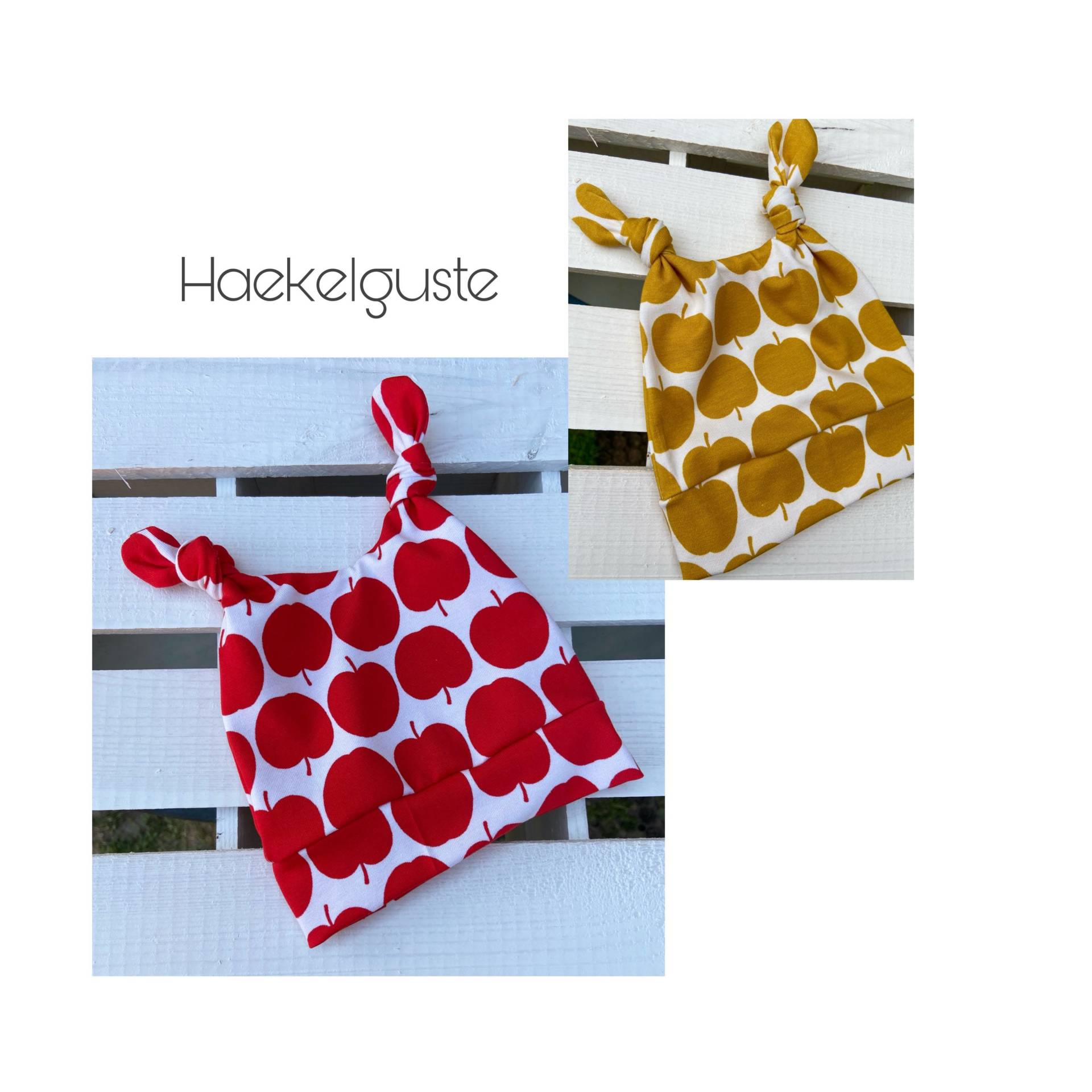 Baby " Lieblingsapfel Knotenmütze Mütze Appel Rot Gelb Geschenk Geburt Zipfelmütze New Born Baby " Lieblingsapfel Knotenmütze Mütze Appel Rot Gelb Geschenk Geburt Zipfelmütze New Born von Haekelguste