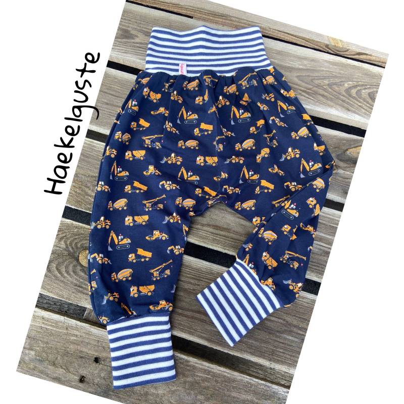 Bagger Lkw Fahrzeuge Pumphose Sarouelhose Kinder Unisex Jogger Pants Mitwachshose Dunkelblau Laster von Haekelguste