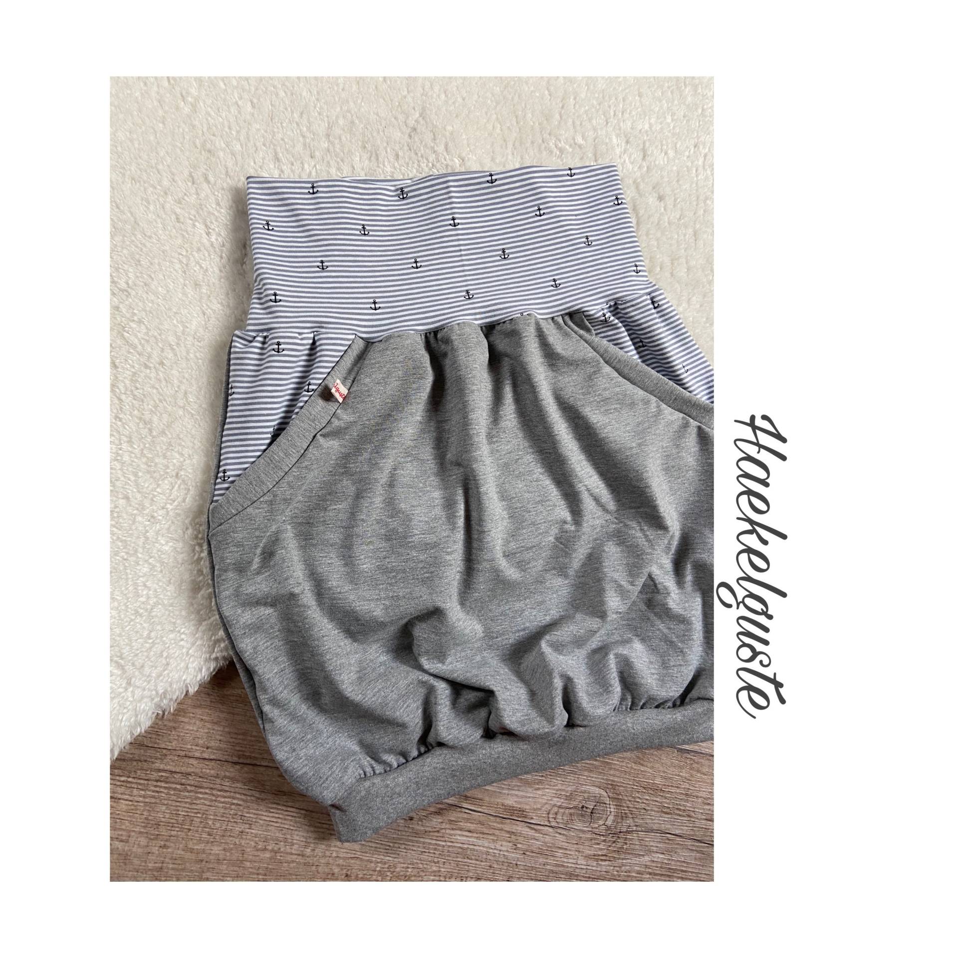 Ballonrock "Anker" Jersey Grau Streifen Damen Rock Mit Taschen Hüftrock Haekelguste von Haekelguste