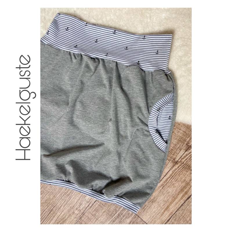 Ballonrock "Anker" Jersey Grau Streifen Rock Damen Mit Seitlichen Taschen von Haekelguste