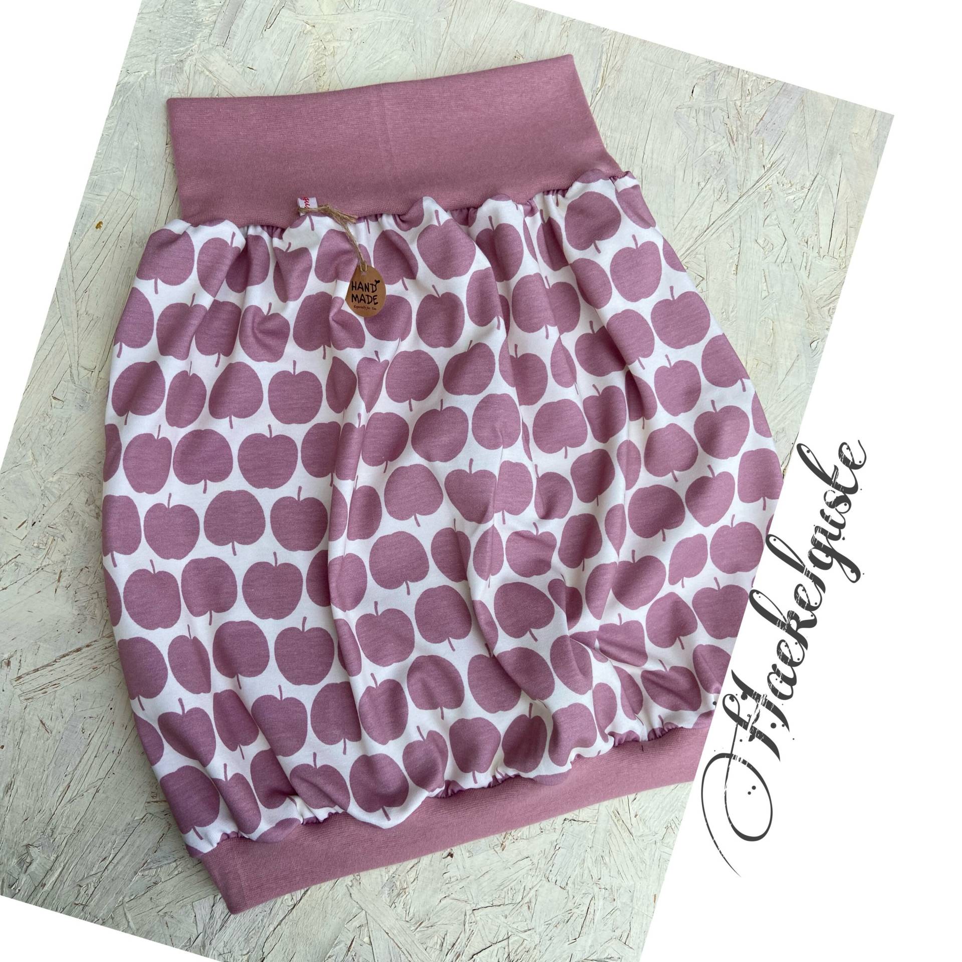 Ballonrock " Apfelliebe Jersey Rosa Altrosa Appel Rock Damen Rose von Haekelguste