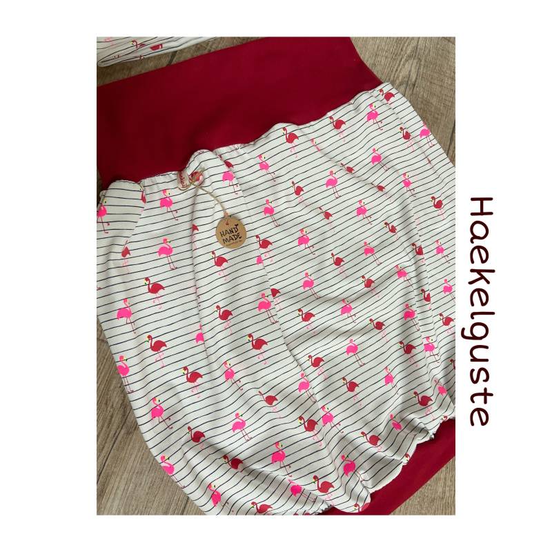 Ballonrock " Flamingo Jersey Damen Rock Streifen Weiß Rot von Haekelguste
