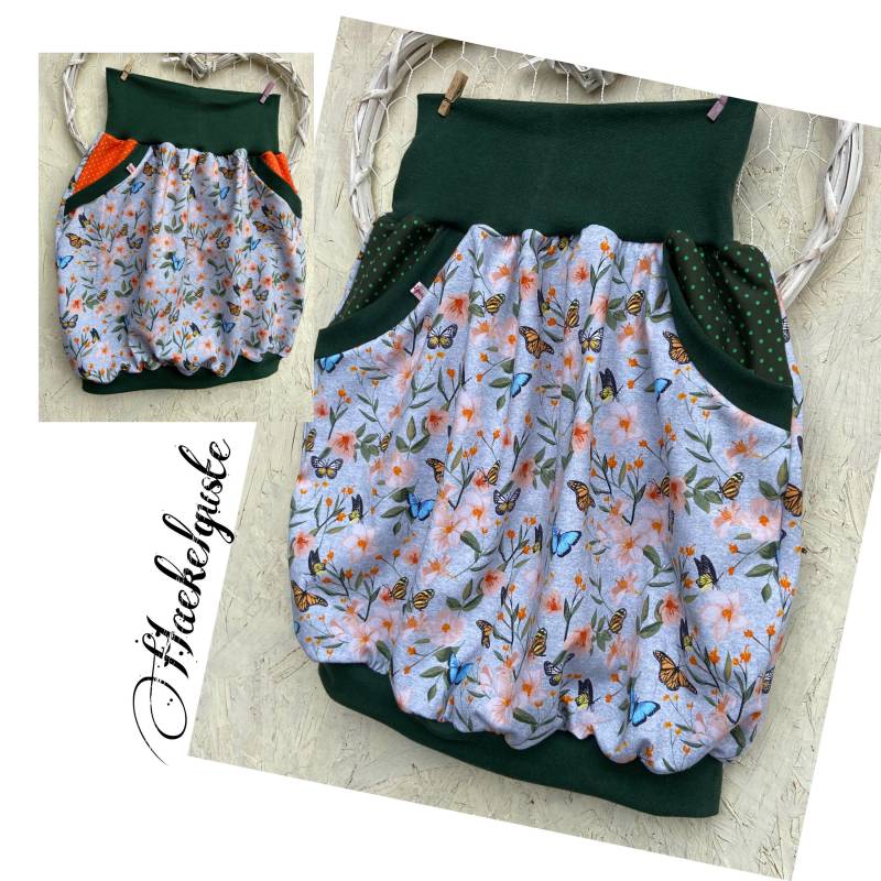 Ballonrock " Frühlingserwachen" Damen Rock Gräser Blätter Blatt Blumen Grün von Haekelguste