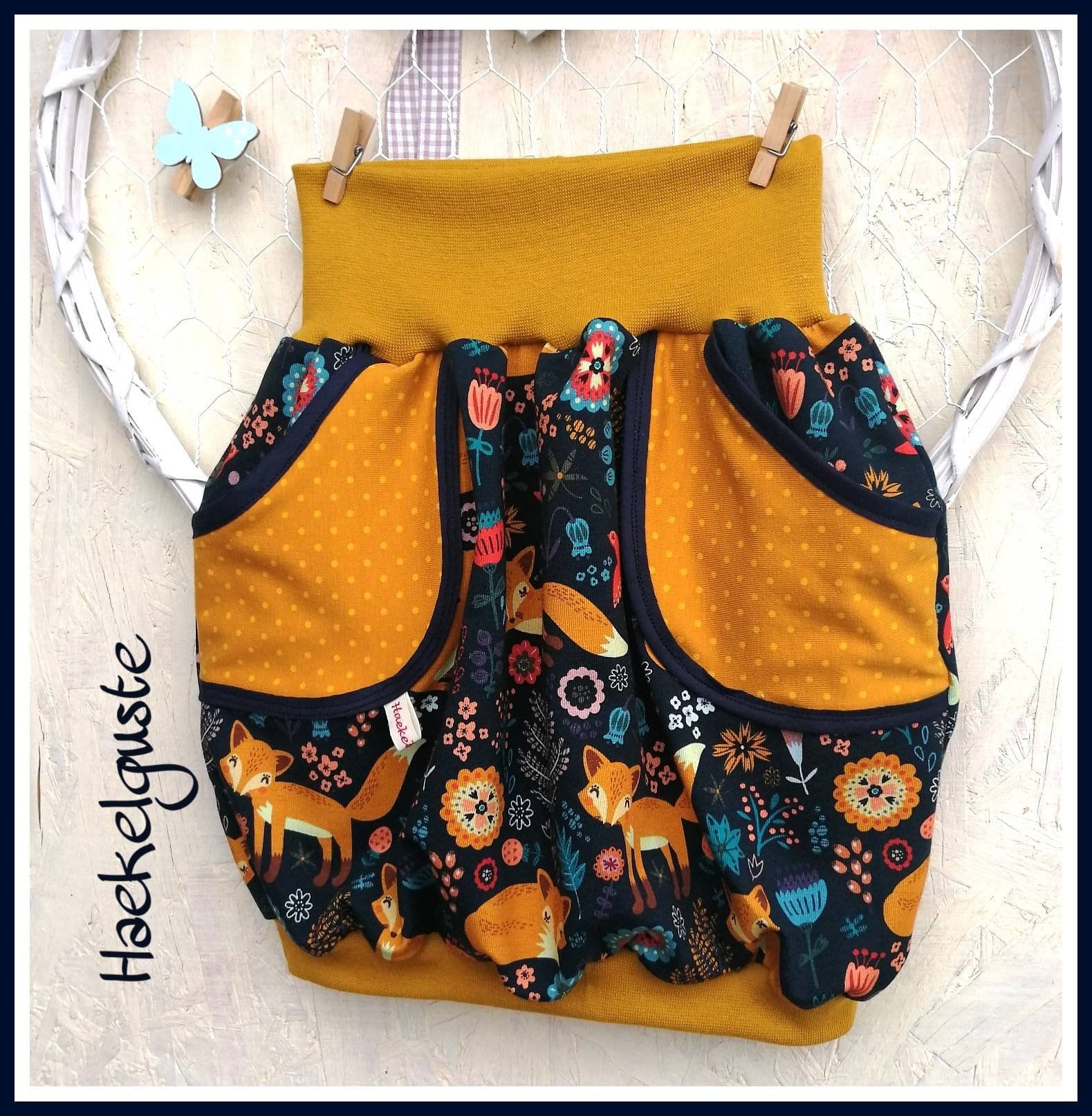 Ballonrock Fuchs, Jersey Rock, Damen Rock Mit Taschen, Bunter Fox von Haekelguste