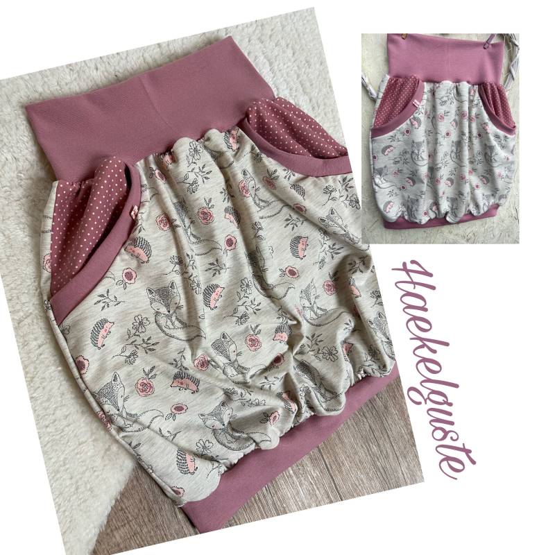 Ballonrock " Fuchs Und Igel Jersey Curvy Haekelguste Rosa Punkte Pastell Hüftrock Taillienrock von Haekelguste