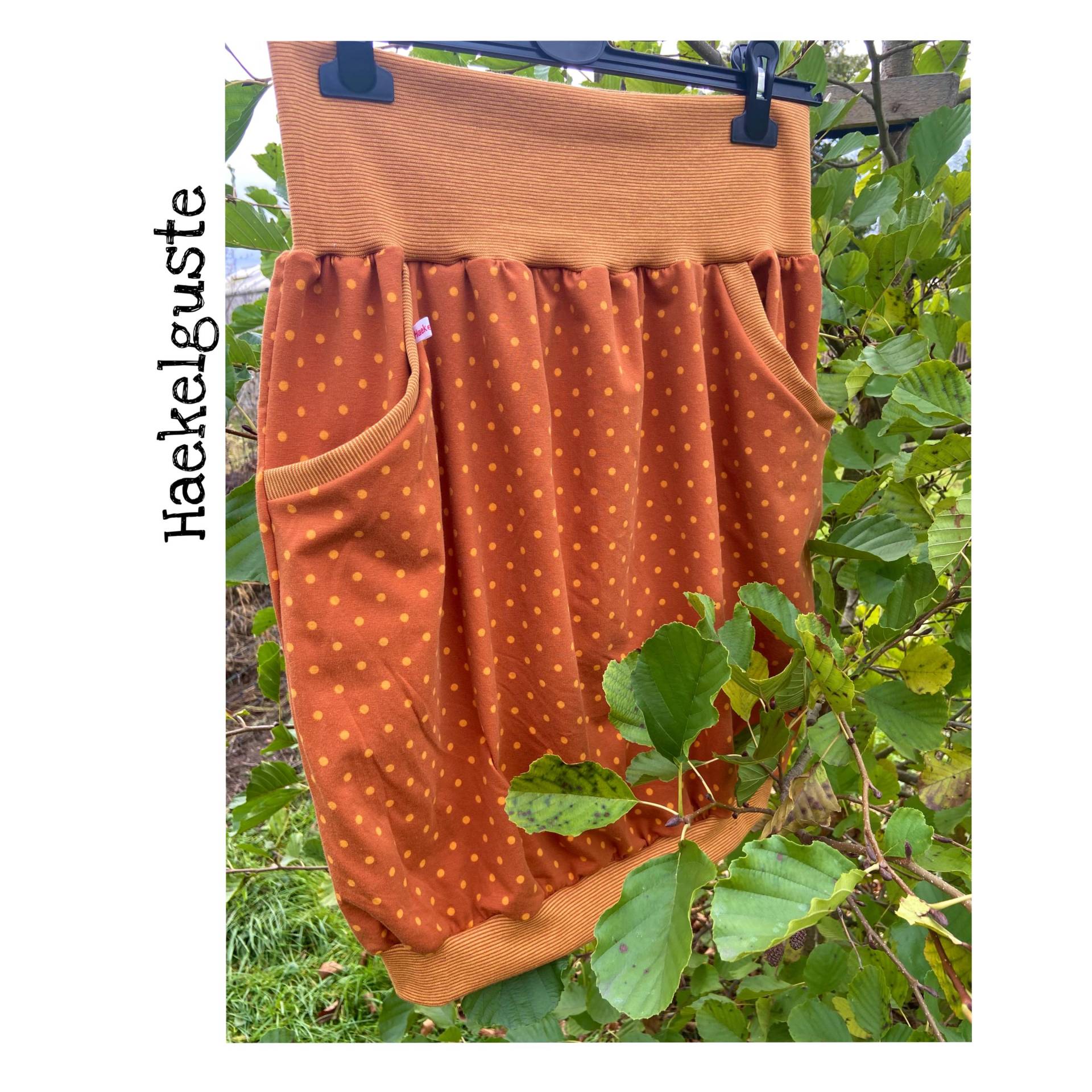 Ballonrock Jersey Kürbis Okker Orange Rost Damen Rock Punkte Points Dots Ballonrock Jersey Kürbis Okker Orange Rost Damen Rock Punkte Points Dots von Haekelguste