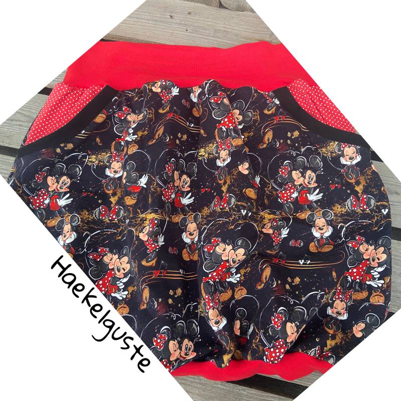 Ballonrock " Minnie Micky" Jersey Damen Rock Rot Maus Schwarz Punkte Rot Weiß von Haekelguste