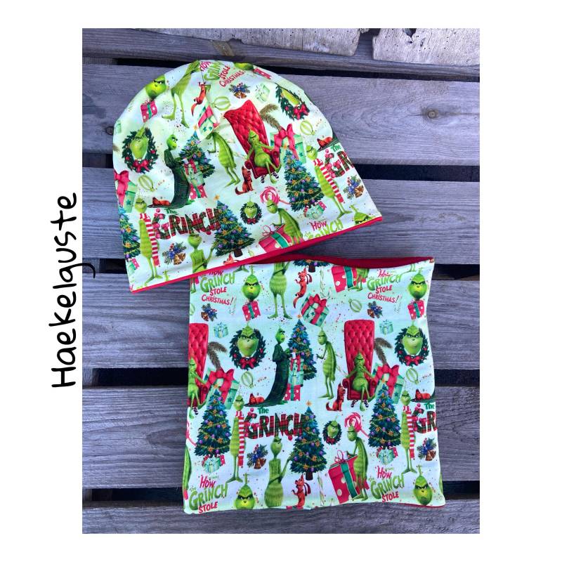 Beanie " Grinch Mütze O. Loop Longbeanie Weihnachten Advent Unisex von Haekelguste