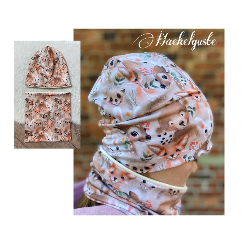 Beanie " Tiergesichter Oder Loop Kinder Mütze Tiere Beige Braun Naturtöne Übergang von Haekelguste