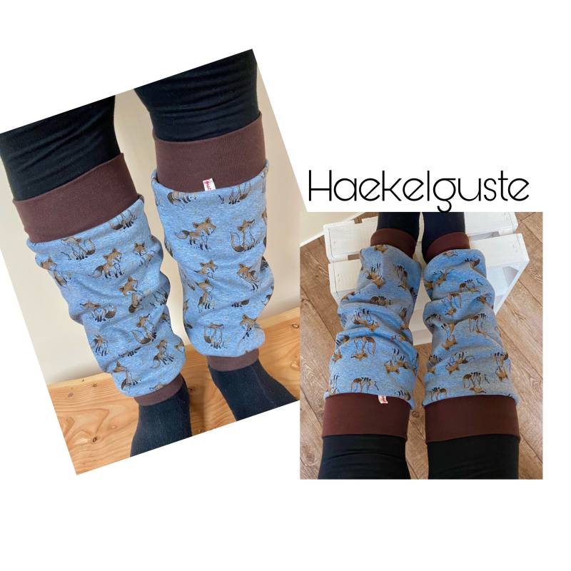 Beinstulpen Alpenfleece "Fuchs" Stulpen Damen Bein Fox Hellblau von Haekelguste