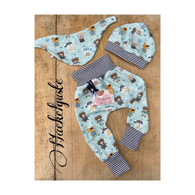 Bio Jersey " Pirat Mütze Tuch Pumphose Sarouelhose Kinder Unisex Jogger Pants von Haekelguste