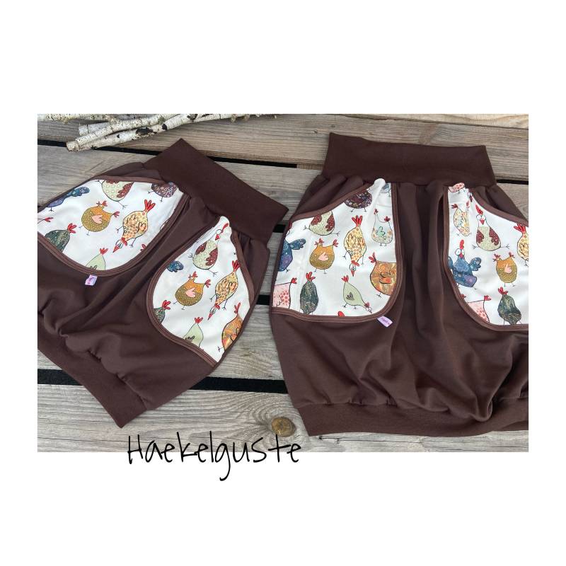 Brauner " Landei Ballonrock Damen Rock Huhn Mit Taschen Dorfleben Hühner von Haekelguste