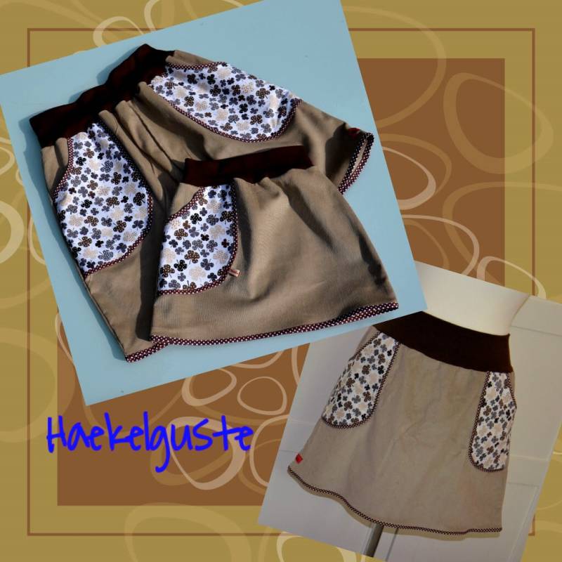 Cordrock " Kleeblatt A-Form Damen Rock Beige Mit Taschen von Haekelguste