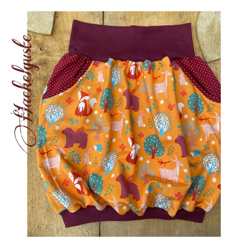 Damen + Mädchen Ballonrock " Waldtiere Bunter Rock Orange Fuchs Sommerrock Couple Outfits Kindergärtnerin von Haekelguste