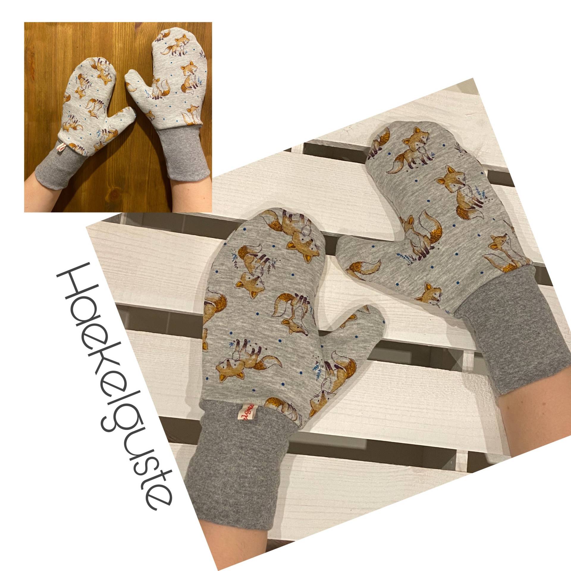 Damen Handschuhe Fäustlinge Fausthandschuhe Grau Fuchs Geschenk Freundin Erzieherin Mama Damen Handschuhe Fäustlinge Fausthandschuhe Grau Fuchs Geschenk Freundin Erzieherin Mama von Haekelguste