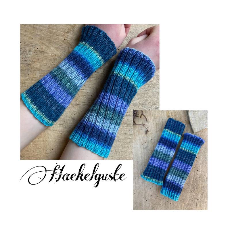 Damen Strick Stulpen Armstulpen Handwärmer Pulswärmer Retro Oldschool Gestrickt Hippie Nachhaltig von Haekelguste