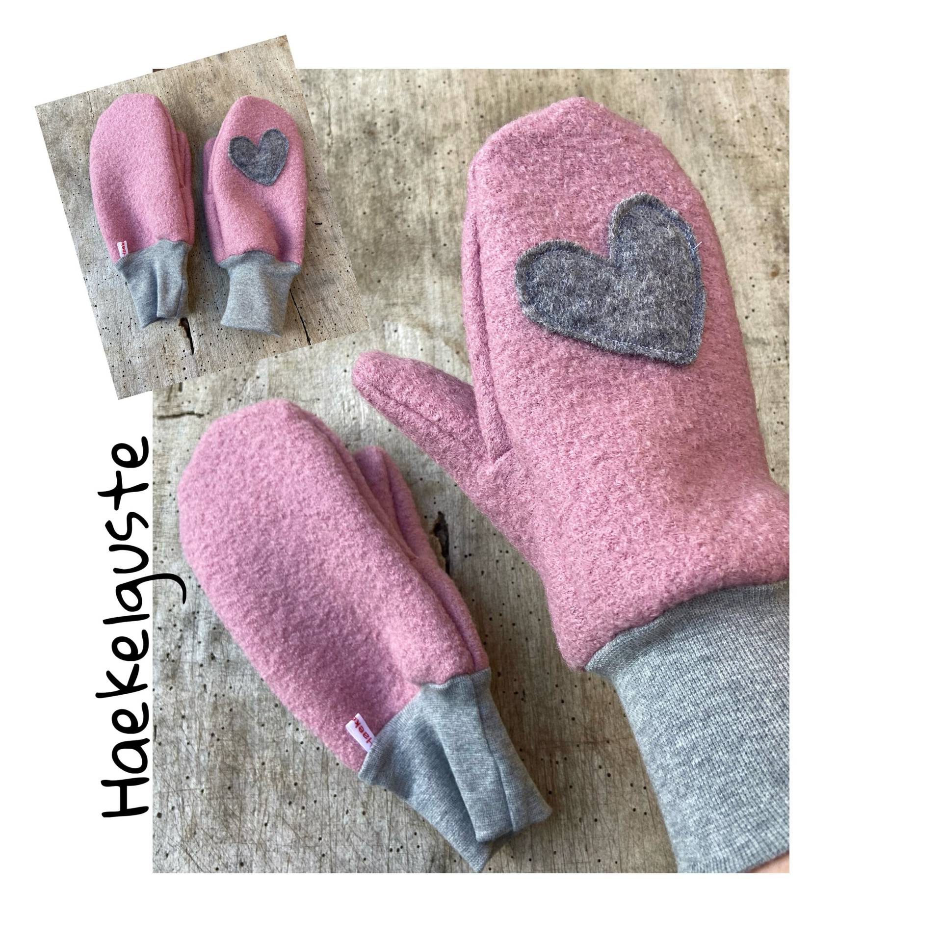 Damen Wollwalk Handschuhe Fäustlinge Fausthandschuhe Wolle Naturfaser Schurwolle Rosa Grau Damen Wollwalk Handschuhe Fäustlinge Fausthandschuhe Wolle Naturfaser Schurwolle Rosa Grau von Haekelguste