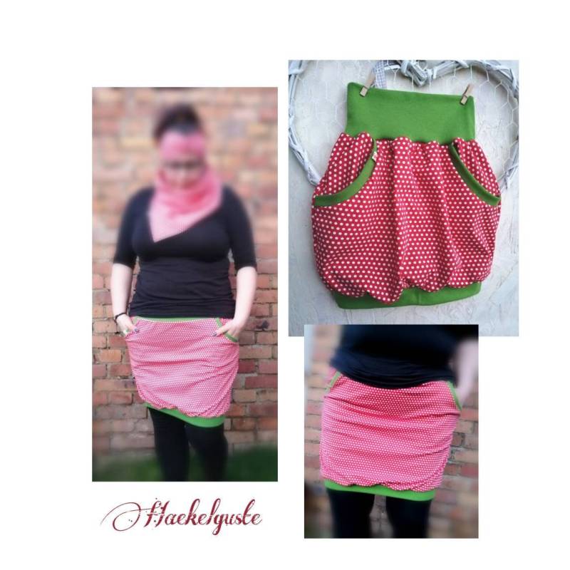 Damen & Mädchen " Punkte Ballonrock Liebling Rot Partnerlook von Haekelguste