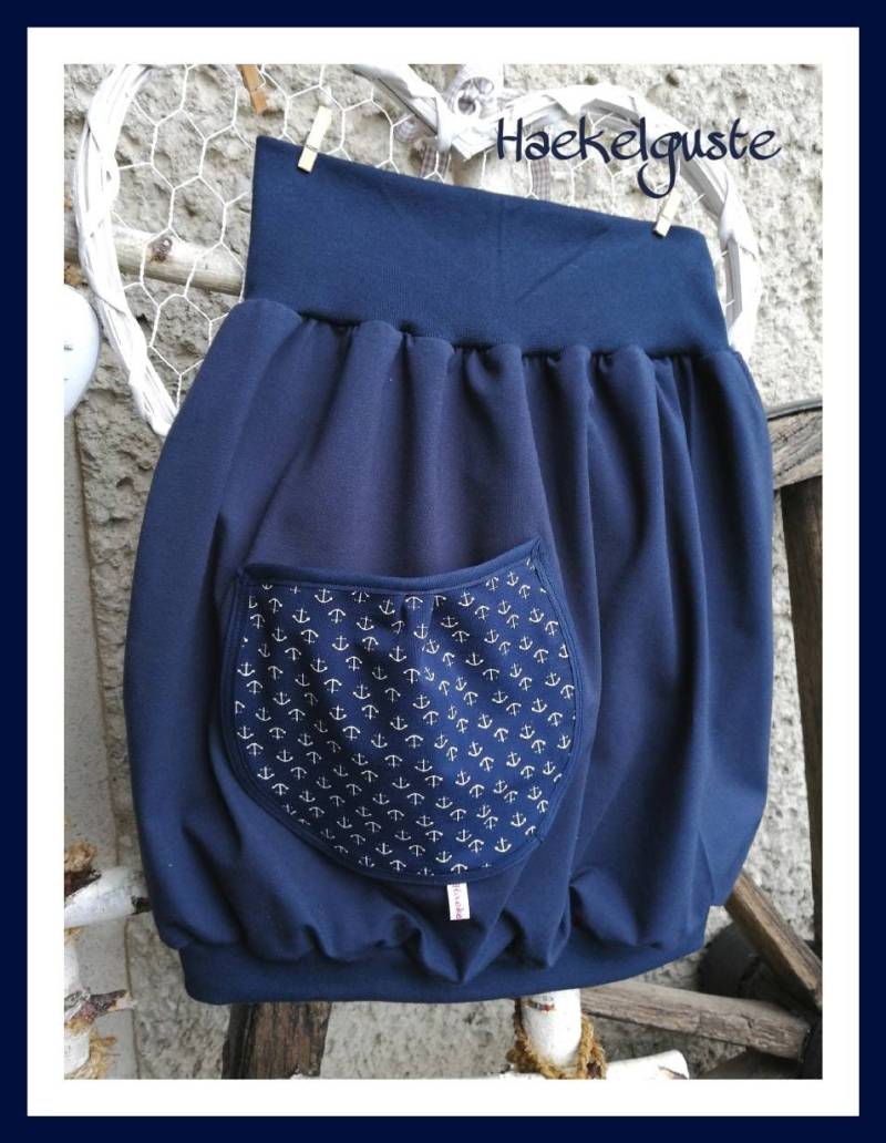 Dunkelblauer " Anker Ballonrock Lieblingsrock Damen Rock Mit Taschen von Haekelguste
