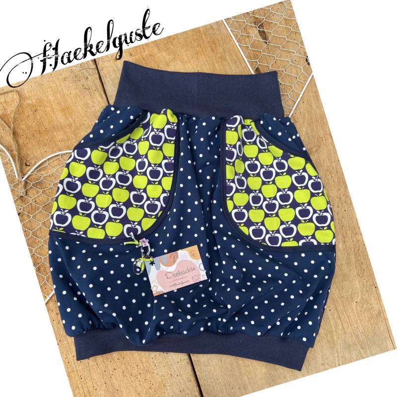Dunkelblauer " Apfelpünktchen Ballonrock Liebling Damen Rock Mit Taschen Frau von Haekelguste