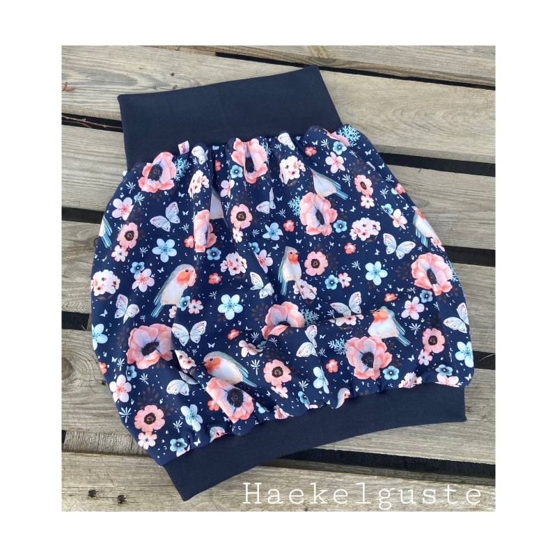 Dunkelblauer Ballonrock "Rotkehlchen " Jersey von Haekelguste