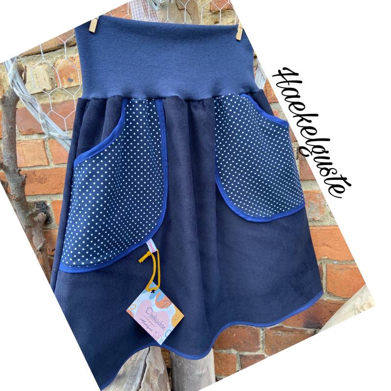 Dunkelblauer Cord-Rock A-Form Liebling Damen Rock Mit Taschen von Haekelguste