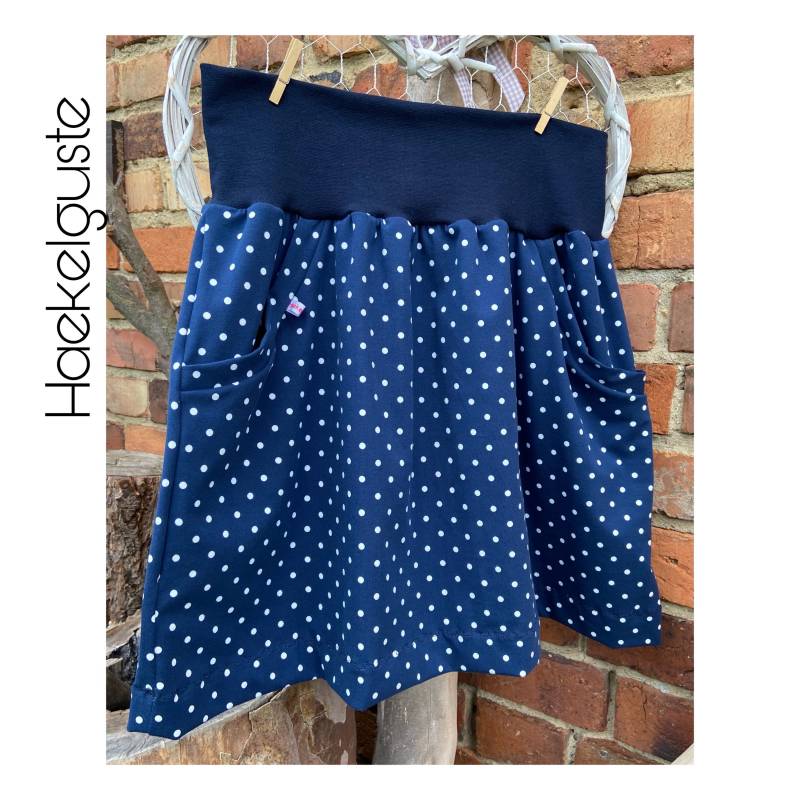 Dunkelblauer " Pünktchen Rock Liebling Marine A-Form Ausgestellt Sommer Punkte von Haekelguste