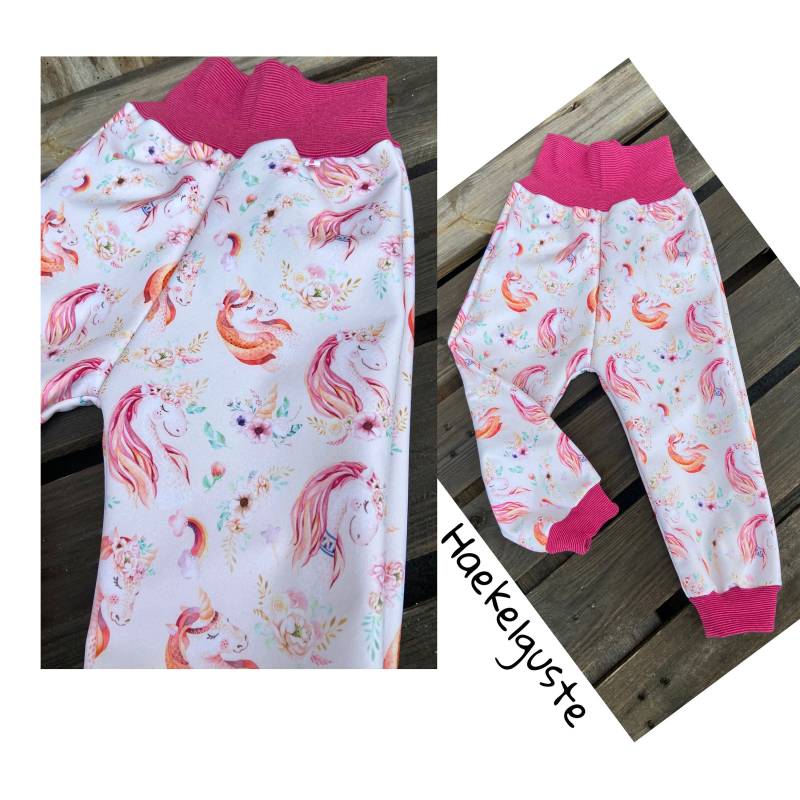 Einhorn Softshell Hose Matschhose Buddelhose Überhose Outdoor Pants Gefütterte Pferd Pony Mädchen von Haekelguste