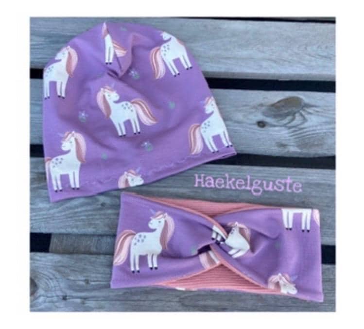 Einhorn Stirnband Beanie Loop Pferd Mädchen Mütze Übergang Gefüttert von Haekelguste