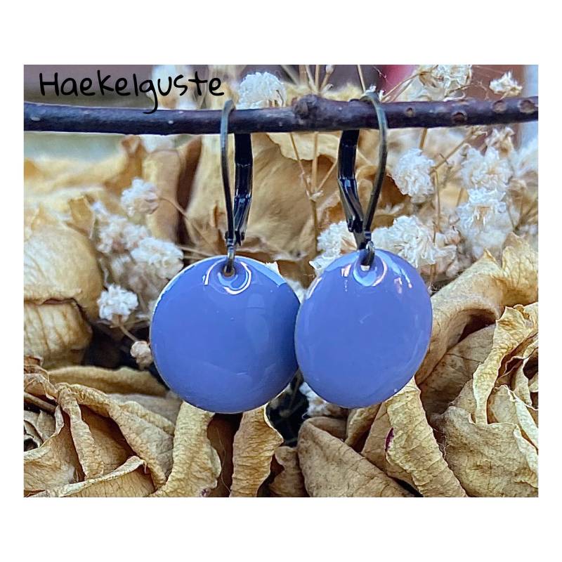 Emaille Ohrhänger Plättchen Lila Violett 16 Mm Ohrringe von Haekelguste