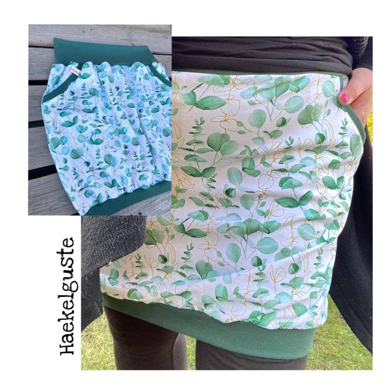 Eukalyptus Mama Tochter Ballonrock Hose Haarband Shorts Mädchen Damen Partnerlook Kurze Dreieckstuch von Haekelguste