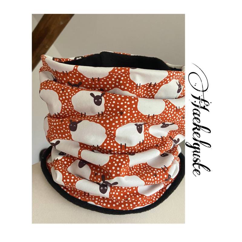 Fleece " Schäfchen Schlupf - Loop Schal Damen Teenager Tuch Schaf Dorfkind Bauernhof Braun Gefüttert Warmer von Haekelguste