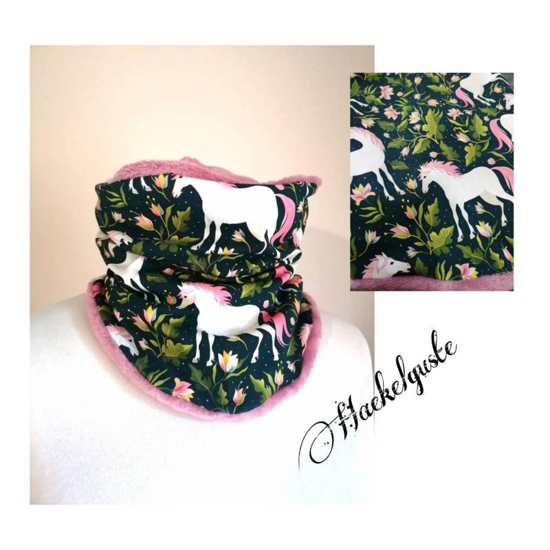 Fleece Schlupf - Loop Schal Teenager Kind Mädchen Pferd Tuch Gefüttert Damen Geschenk Girl Geburtstag Kleines Einschulung von Haekelguste