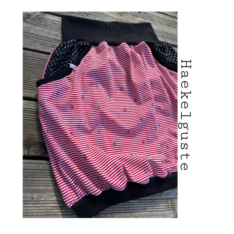 Gestreifter " Anker Ballonrock Liebling Streifen Rot Weiß Damen Rock Mit Taschen von Haekelguste