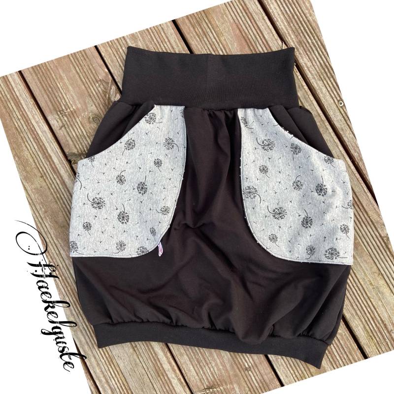 Gr. 36 " Pusteblume Ballonrock Schwarz Grau Taillenrock Hüftrock S Xs Blumen von Haekelguste