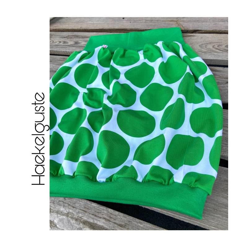 Gr. 38 Grüner Ballonrock "Mega Punkte " Jersey Grasgrüner Pumprock Sommerrock Hüftrock von Haekelguste