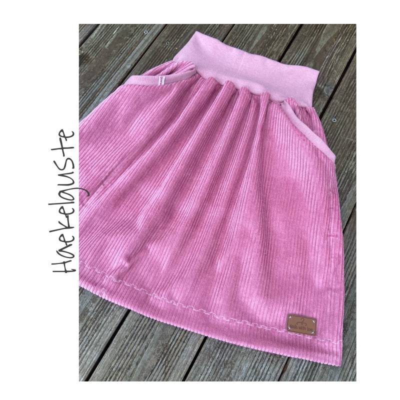 Gr. 42 Cord Rock Rosé Breitcord A-Form Damen Mit Taschen Herbst Hüftrock Taillienrock Rosa von Haekelguste