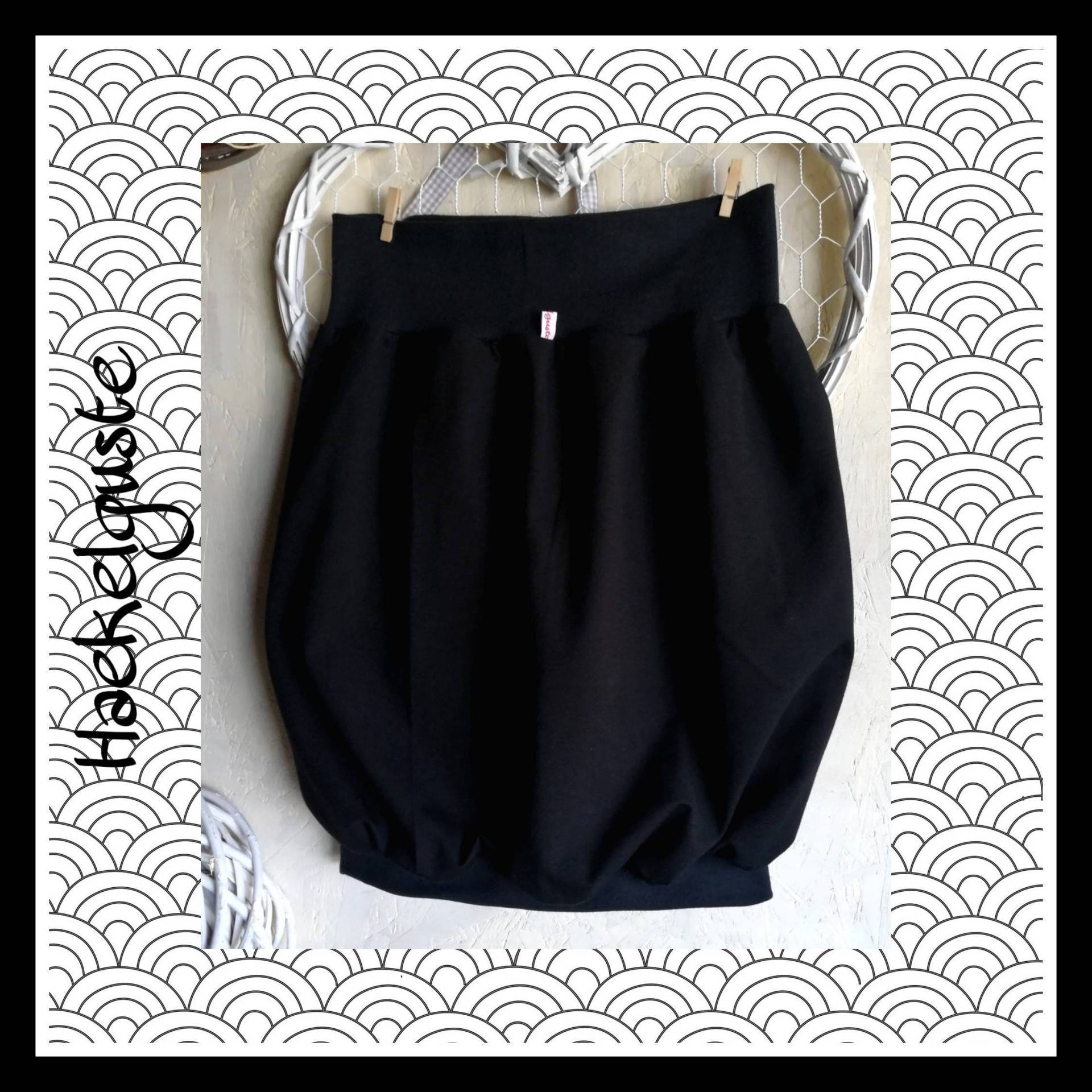 Gr. 42 Schwarzer Ballonrock Jersey Damen Rock von Haekelguste