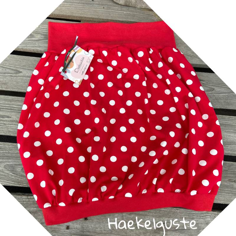 Gr. 44 Ballonrock "Punkte " Jersey Roter Pumprock Sommerrock Hüftrock von Haekelguste